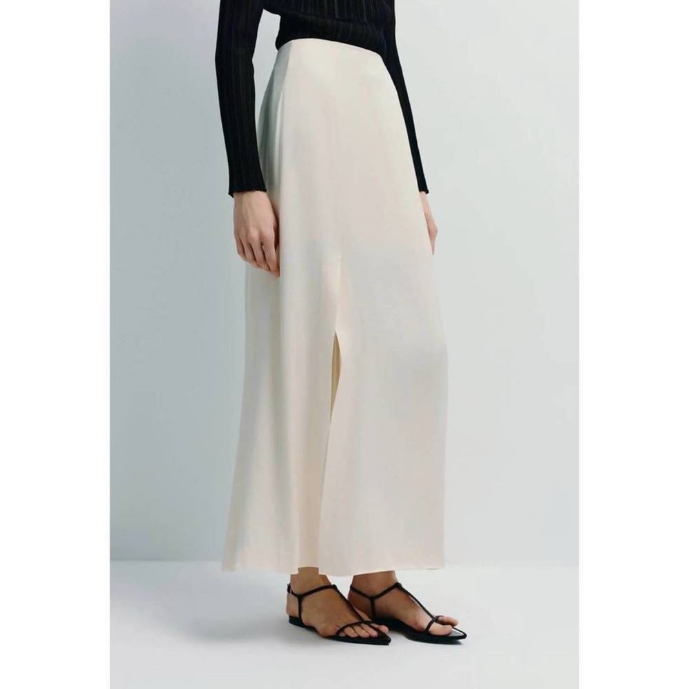 RUE SOPHIE Marcy Slit Midi Skirt in Ivory Women's Medium